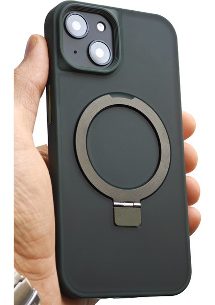 Apple iPhone 13 Kılıf Magsafe Uyumlu Standlı Darbe Emici Mat Lüx Kapak Tb-03