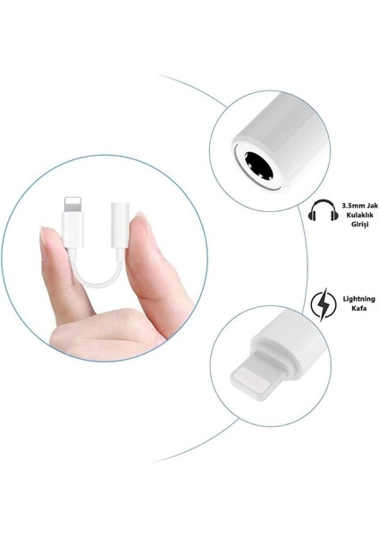 Apple iPhone Lightning To 3.5 mm Headphone Aux Jack Adapter Dönüştürücü - iPhone iPad Ipod Için Standart Çivi Jack Kulaklıklarınızı Kullanmanızı Sağlar