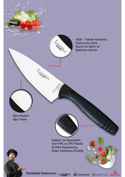 Eco Serisi Mutfak Bıçak Seti Et Ekmek Sebze Şef Bıçağı 3’Lü Set