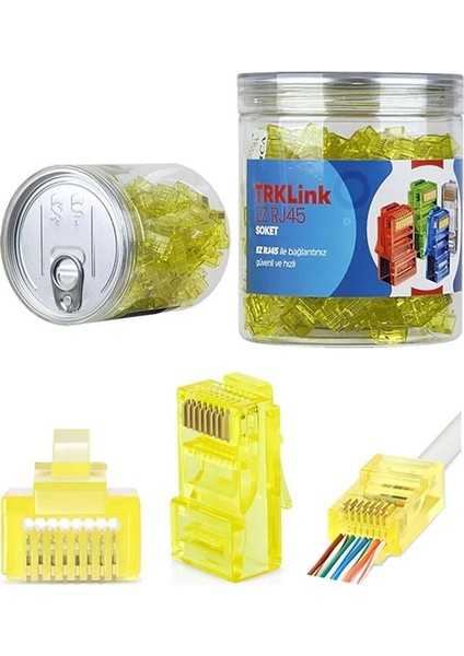 Trklink Ez RJ45 Konnektör (Sarı) 100 'lü Paket Yeni Nesil