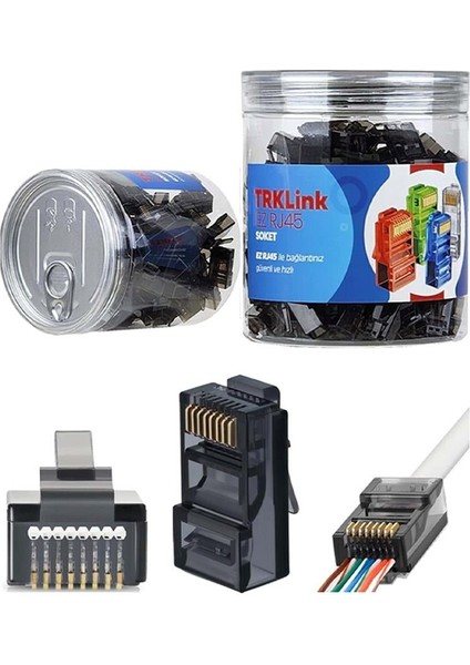 Trklink Ez RJ45 Konnektör (Siyah) 100 'lü Paket Yeni Nesil