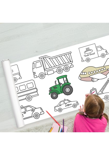 Dev Boy Taşıtlar Temalı Boyama Etkinlik Posteri 2metre