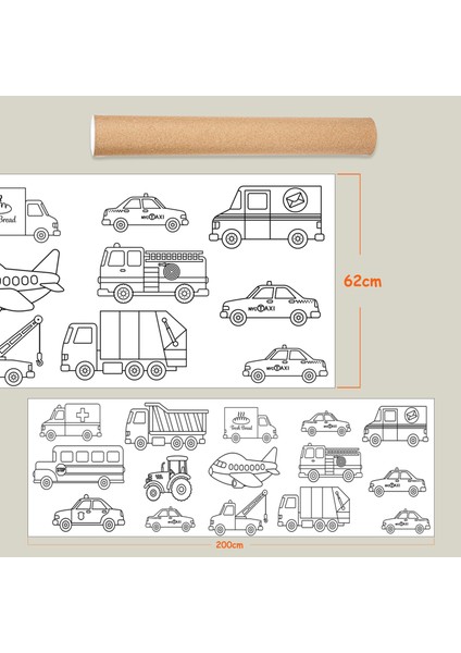 Dev Boy Taşıtlar Temalı Boyama Etkinlik Posteri 2metre modelleri