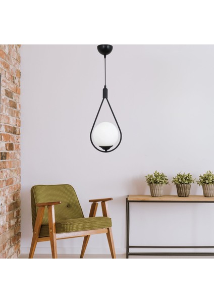 Yıldız Home Damla Uyum Siyah-Beyaz Camlı Avize