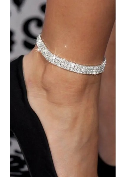 Gümüş Renk 3 Sıra Su Yolu Şık Halhal