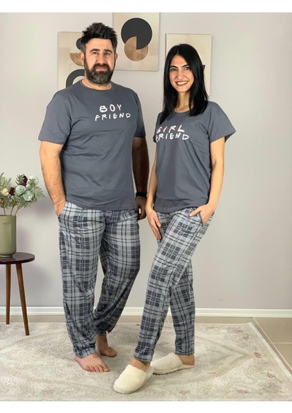 Erkek Boy Friend Motifli Pijama Takımı (Gri) indirimleri