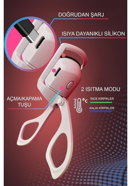 Taşınabilir Elektrikli Kirpik Kıvırıcı Isıtmalı Pratik
