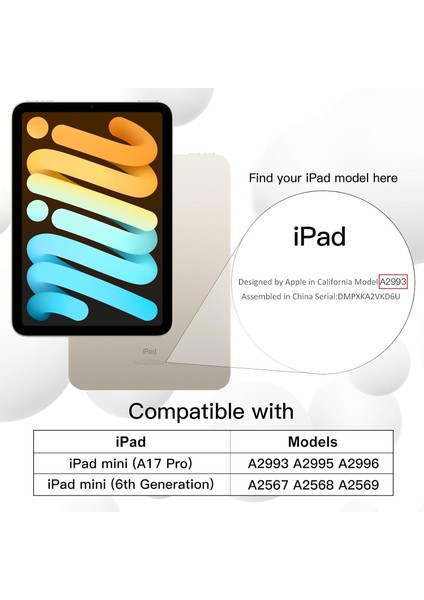 iPad Mini 7 A17 Pro Kılıf Uyku Modlu Smart Pen Slot Charging Case