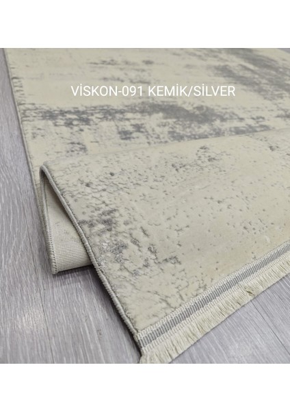 Decoser Viskon Koleksiyonu Viskon Akrilik Dokuma Bambu Halı DH091 Kemik Gri
