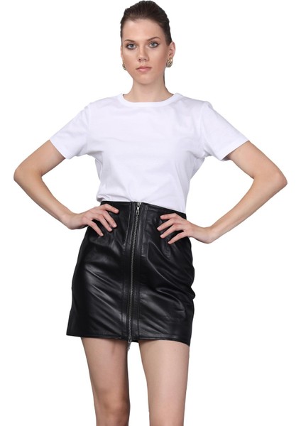 Basics&more Kadın Deri Etek SK02