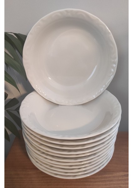 Porselen Kum Beji 12 Adet 19 cm (Büyük) Çukur Tabak
