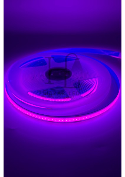12V 8mm 320 Ledli Esnek Cob Şerit LED Mor IP20 5 Metre fırsatları