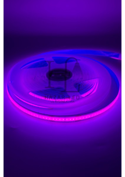 12V 8mm 320 Ledli Esnek Cob Şerit LED Mor IP20 5 Metre indirimleri