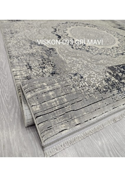 Decoser Viskon Koleksiyonu Viskon Akrilik Dokuma Bambu Halı DH093 Gri Mavi