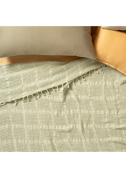 Solıd Çift Kişilik Tencel - Cotton Tencel Pamuk Pike 200x220 Cm Yeşil