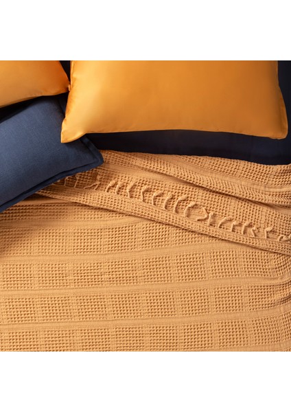 Solıd Çift Kişilik Tencel - Cotton Tencel Pamuk Pike 200x220 Cm Tarçın