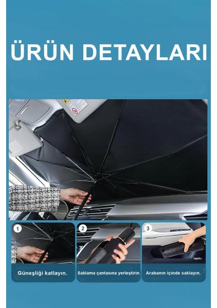 Tüm Araçlar Için Araba Ön Cam Güneşlik Katlanabilir Güneşlik Şemsiye Ön Cam Gölgelik 140CM x 77 cm