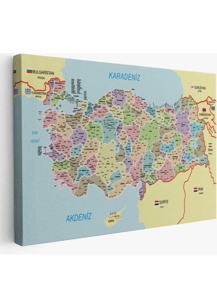 - Türkiye Haritası Kanvas Tablo Il ve Ilçeli Ayrıntılı Eğitici Komşulu Tablo 3016 fiyatları