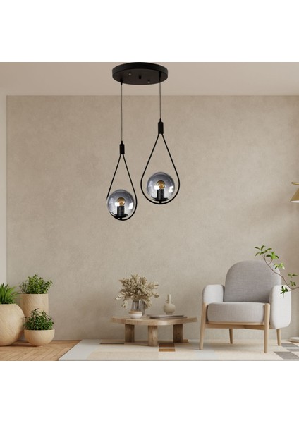 Yıldız Home Damla Uyum 2.li Siyah-Füme Camlı Avize modelleri