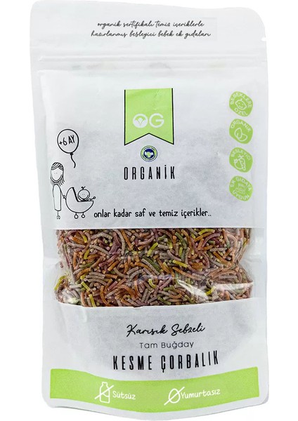 Organik Karışık Sebzeli Tam Buğday Kesme Çorbalık 200 Gr +8 Ay
