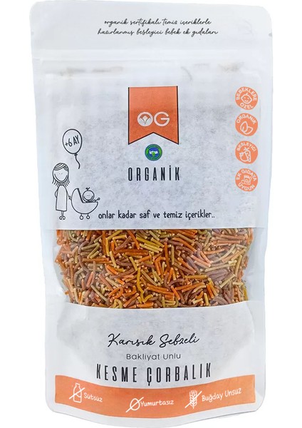 Organik Karışık Sebzeli Bakliyat Unlu Kesme Çorbalık 200Gr +8 Ay