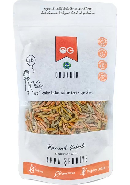 Organik Karışık Sebzeli Bakliyat Unlu Arpa Şehriye 250 Gr +8 Ay