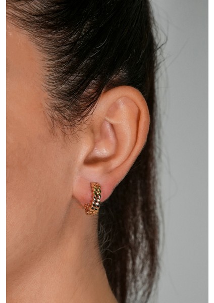 14 Ayar Altın Gurmet Desenli Halka Küpe