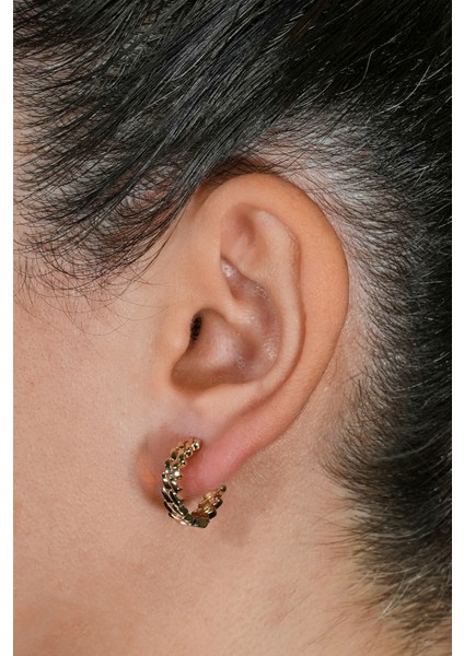 14 Ayar Altın Gurmet Desenli Halka Küpe fiyatları