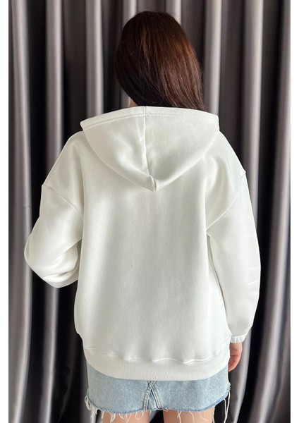 Kadın Şardonlu Kanguru Cepli Düğme Detaylı Sweatshirt