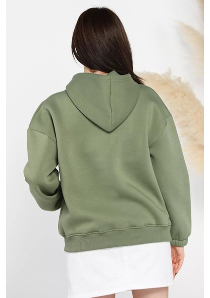 Kadın Şardonlu Kanguru Cepli Düğme Detaylı Sweatshirt modelleri