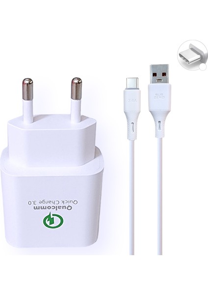 Samsung A04 - A04S Uyumlu Şarj Aleti 18W Hızlı Şarj Adaptörü ve Type-C Kablo