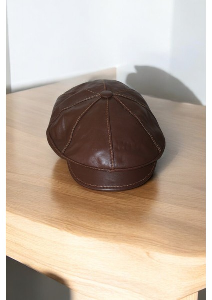 Hakiki Deri Erkek Kasket Şapka Kahverengi Hkkdrkhverkkskt9