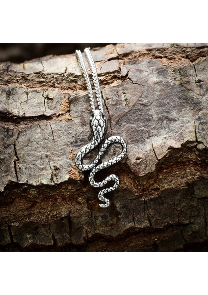 Gümüş Mini Yılan Kolye 925 Ayar Gümüş Küçük Yılan Figürlü Unisex Kolye modelleri