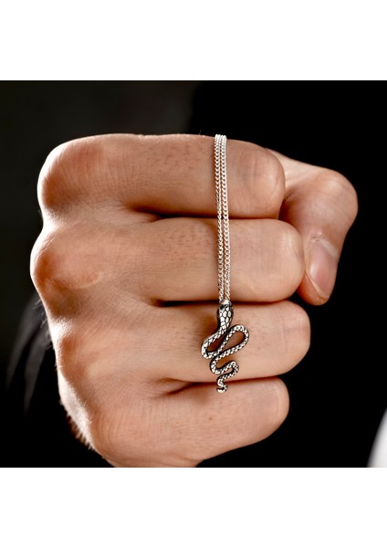 Gümüş Mini Yılan Kolye 925 Ayar Gümüş Küçük Yılan Figürlü Unisex Kolye fırsatları