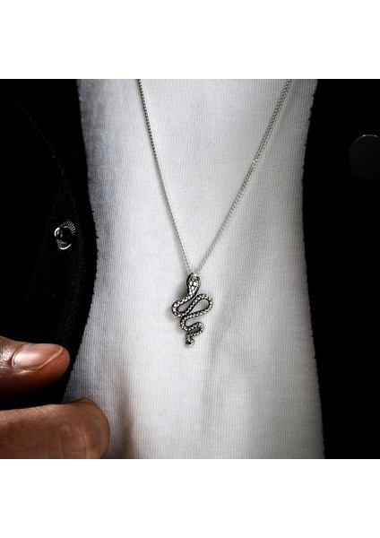 Gümüş Mini Yılan Kolye 925 Ayar Gümüş Küçük Yılan Figürlü Unisex Kolye indirimleri