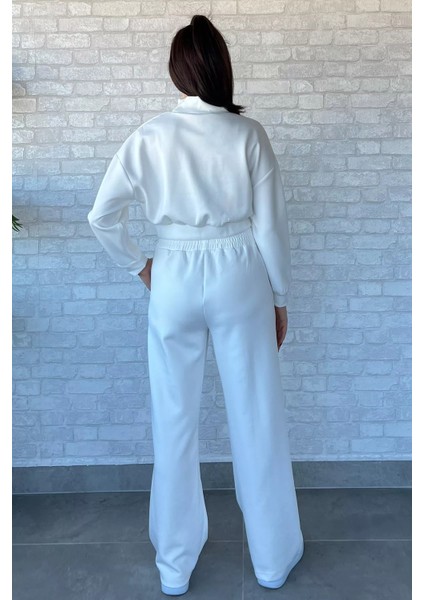 Kadın Scuba Kumaş Kabartma Yazı Baskılı Crop Top Eşofman Takımı modelleri
