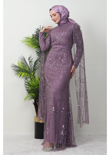 Duru Taşlı Abiye Lila fiyatları