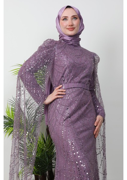 Duru Taşlı Abiye Lila indirimleri