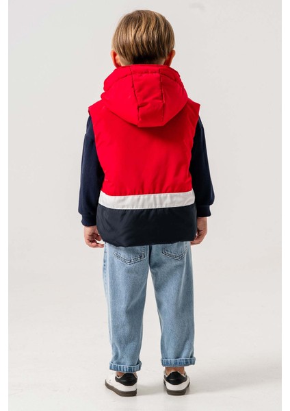 Su Geçirmez Astarlı Kapüşonlu 3 Parça Erkek Çocuk Yelekli Takım indirimleri