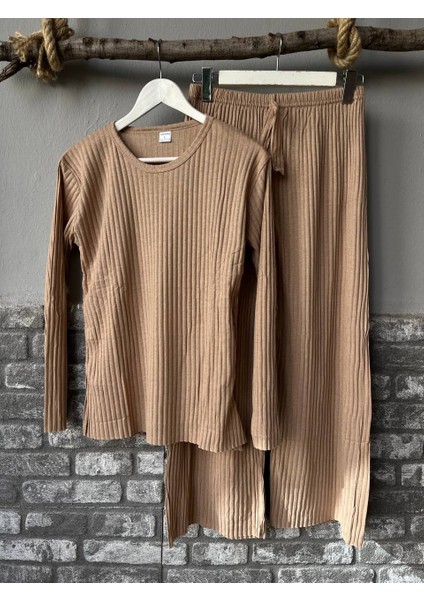 Kadın Alt Üst Örme Takım Sıfır Yaka Fitilli Takım Kadın Takım