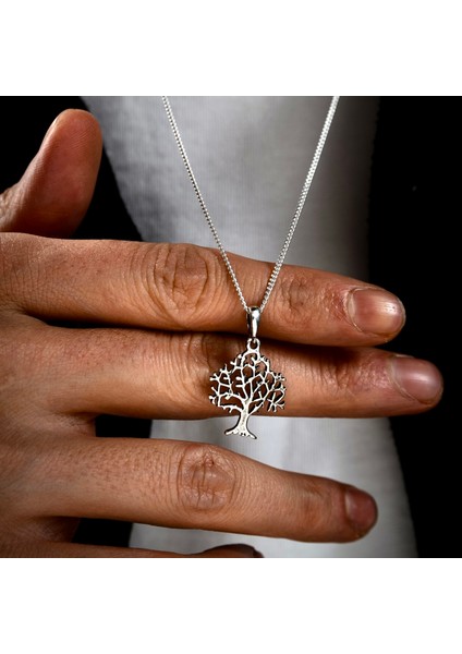 Gümüş Yaşam Ağacı Kolye 925 Ayar Gümüş Taşsız Yaşam Ağacı Figürlü Unisex Kolye Ağaç Kolye fiyatları