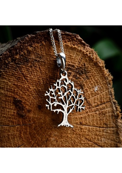 Gümüş Yaşam Ağacı Kolye 925 Ayar Gümüş Taşsız Yaşam Ağacı Figürlü Unisex Kolye Ağaç Kolye modelleri