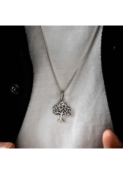 Gümüş Yaşam Ağacı Kolye 925 Ayar Gümüş Taşsız Yaşam Ağacı Figürlü Unisex Kolye Ağaç Kolye fırsatları