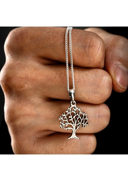 Gümüş Yaşam Ağacı Kolye 925 Ayar Gümüş Taşsız Yaşam Ağacı Figürlü Unisex Kolye Ağaç Kolye indirimleri