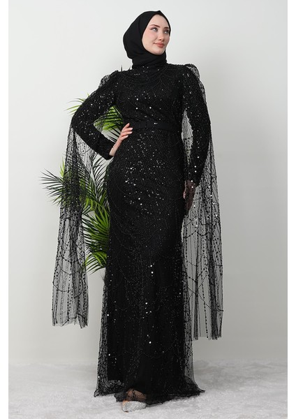 Duru Taşlı Abiye Siyah