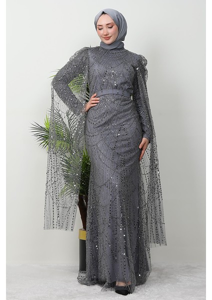 Duru Taşlı Abiye Koyu Gri fırsatları