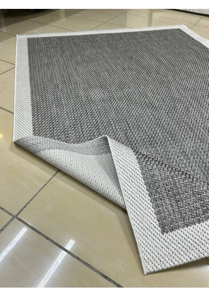 Türkmen Halı Siesta 1501 Beyaz Bordürlü Antrasit Sisal Halı Bordürlü Kolay Temizlenen Hasır Yolluk fiyatları