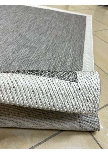 Türkmen Halı Siesta 1501 Beyaz Bordürlü Antrasit Sisal Halı Bordürlü Kolay Temizlenen Hasır Yolluk fırsatları