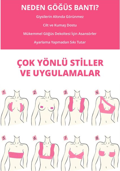 Şeffaf Göğüs Bantı Dikleştirici ve Şekillendirici Boob Tape fiyatları