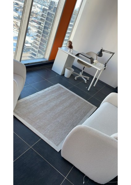 Türkmen Halı Siesta 1503 Krem Bordürlü Bej Sisal Halı Bordürlü Kolay Temizlenen Hasır Yolluk fırsatları